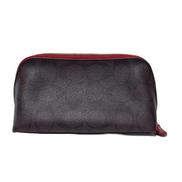 COACH Signature Dark Brown Red PVC Leather - Pouch - Picture 2 of 6